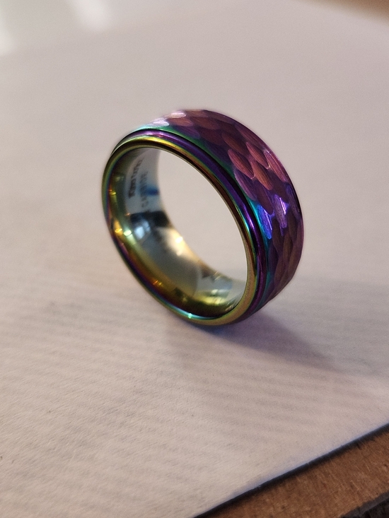 King Will Jewelry - King Will Tungsten Carbide Iridescent Hammered Ring